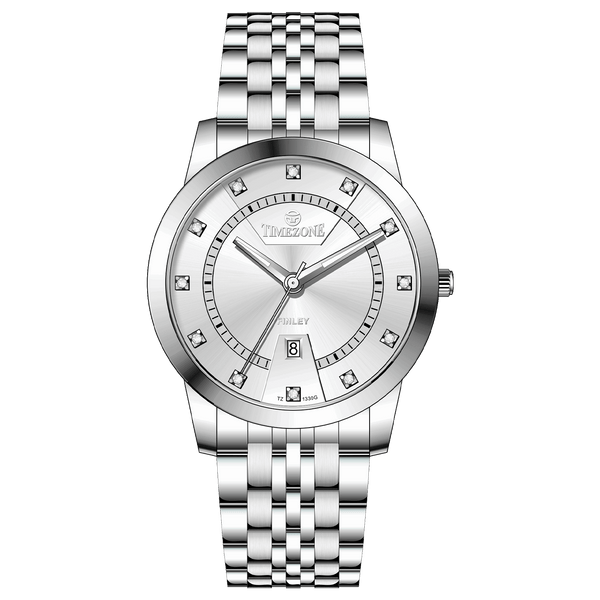 Branded wrist watch for men in pakistan. A silver-colored Evertime watch with a stainless steel band and a crystal mineral glass dial cover.