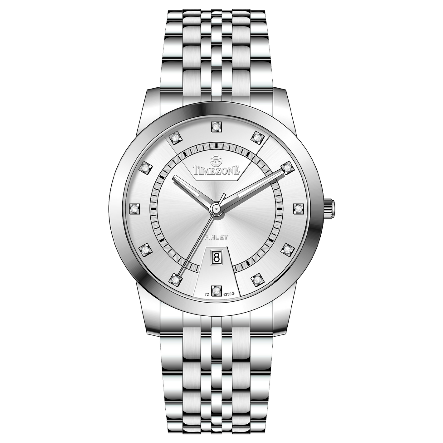 Branded wrist watch for men in pakistan. A silver-colored Evertime watch with a stainless steel band and a crystal mineral glass dial cover.