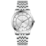 Branded wrist watch for men in pakistan. A silver-colored Evertime watch with a stainless steel band and a crystal mineral glass dial cover.