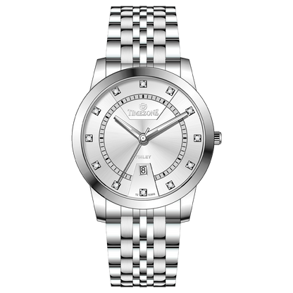 Branded wrist watch for men in pakistan. A silver-colored Evertime watch with a stainless steel band and a crystal mineral glass dial cover.