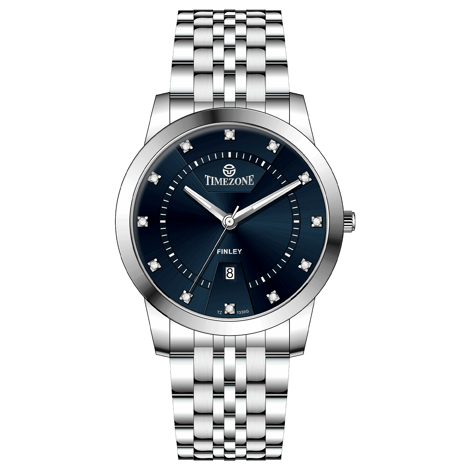 Branded wrist watch for men in pakistan. A silver-colored Evertime watch with a stainless steel band and a crystal mineral glass dial cover.