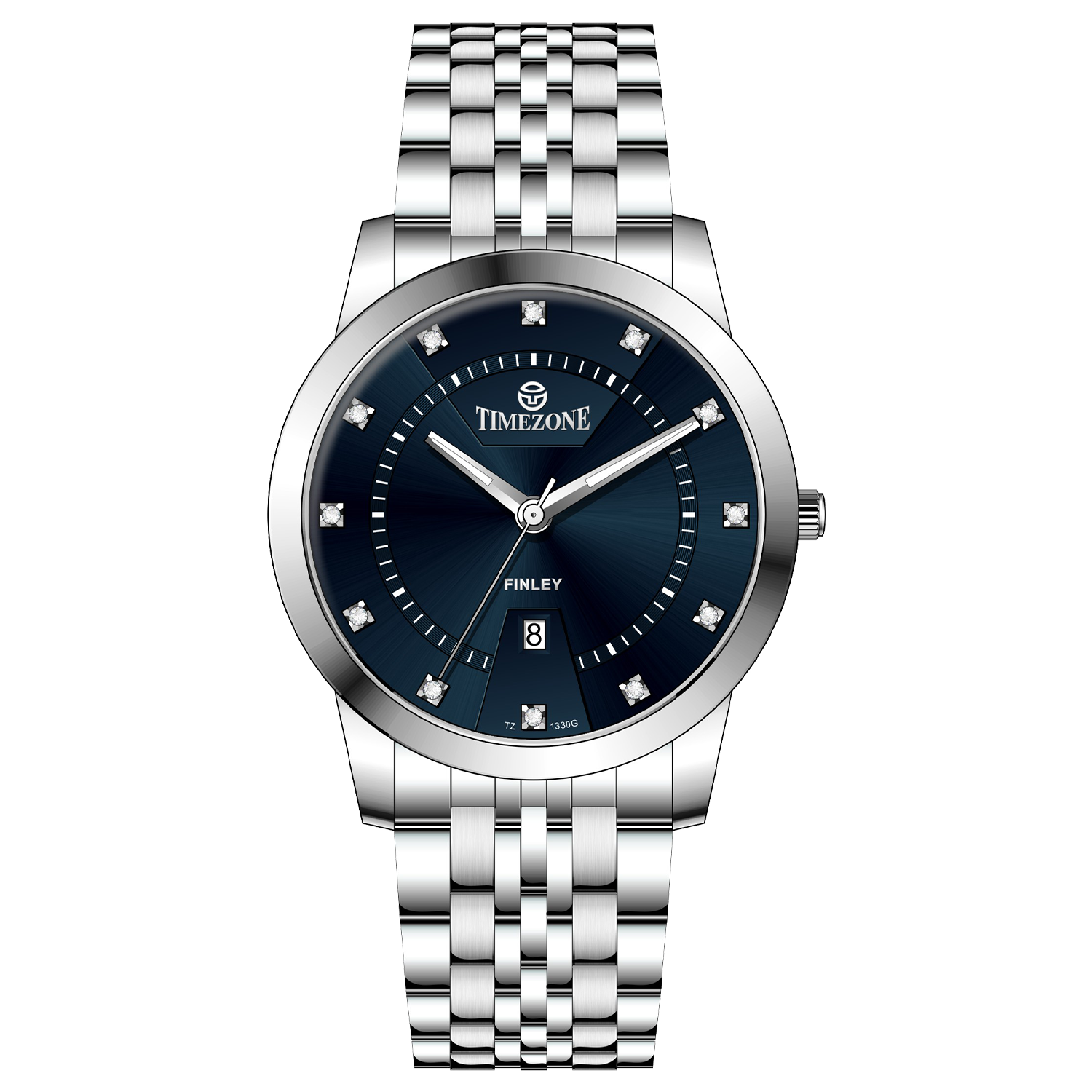Branded wrist watch for men in pakistan. A silver-colored Evertime watch with a stainless steel band and a crystal mineral glass dial cover.
