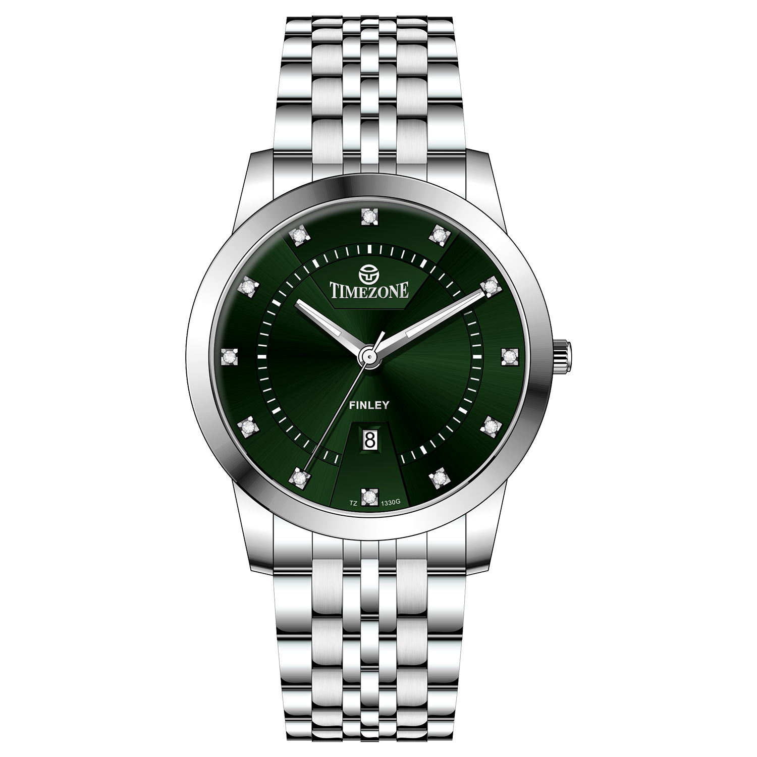 Branded wrist watch for men in pakistan. A silver-colored Evertime watch with a stainless steel band and a crystal mineral glass dial cover.