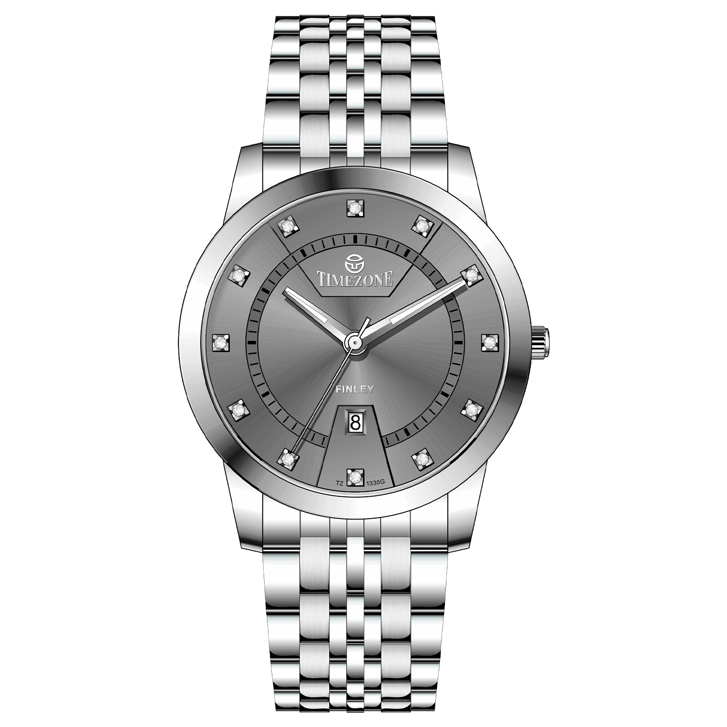 Branded wrist watch for men in pakistan. A silver-colored Evertime watch with a stainless steel band and a crystal mineral glass dial cover.