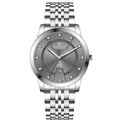 Branded wrist watch for men in pakistan. A silver-colored Evertime watch with a stainless steel band and a crystal mineral glass dial cover.