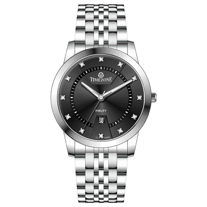 Branded wrist watch for men in pakistan. A silver-colored Evertime watch with a stainless steel band and a crystal mineral glass dial cover.