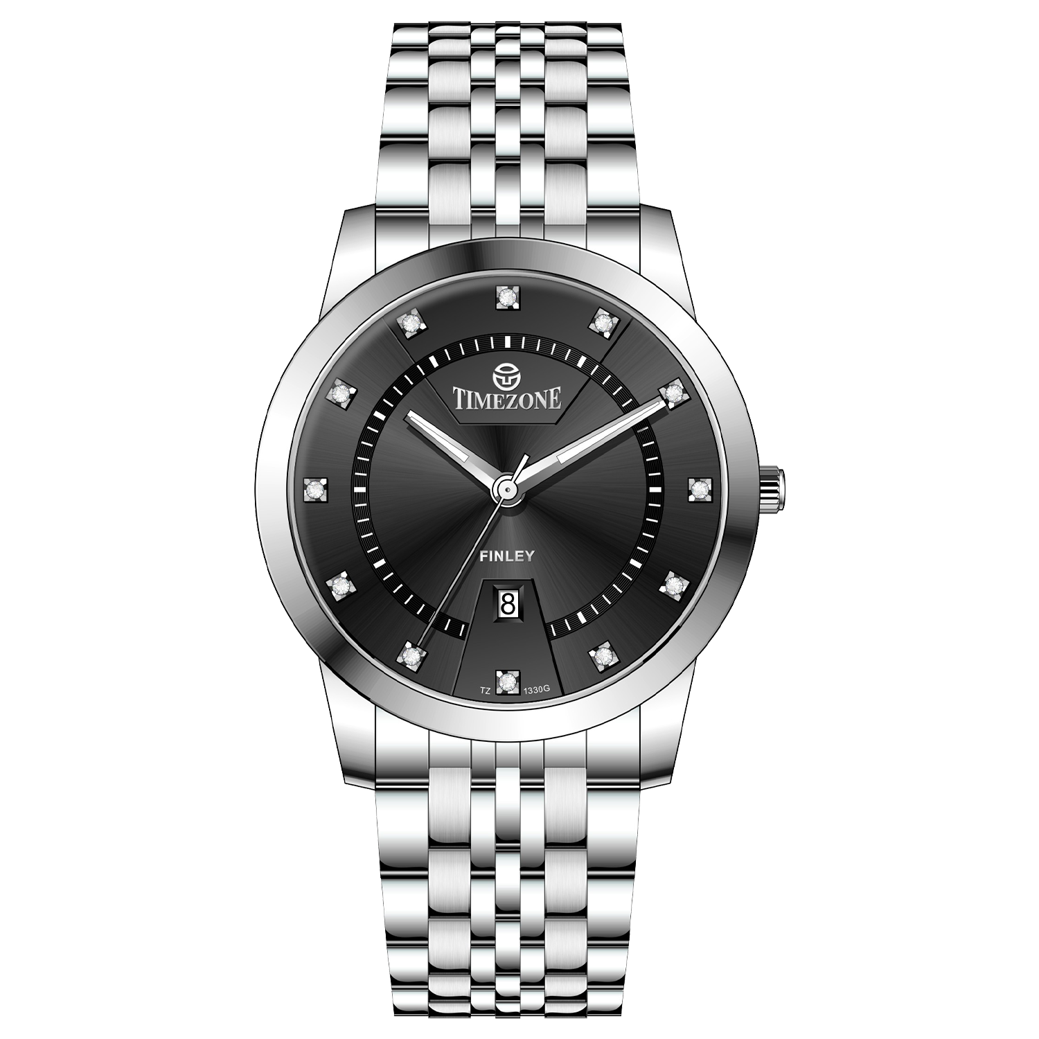 Branded wrist watch for men in pakistan. A silver-colored Evertime watch with a stainless steel band and a crystal mineral glass dial cover.