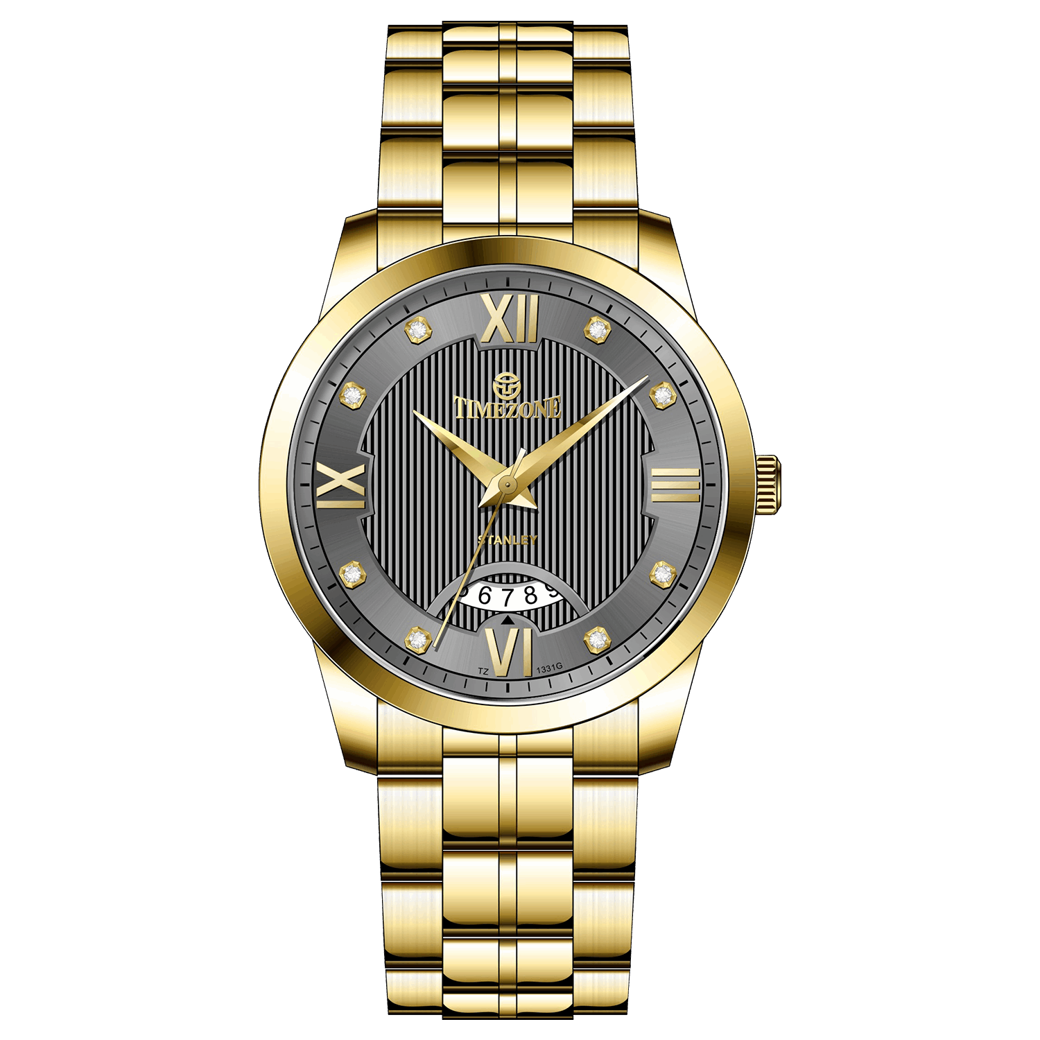 A stainless steel Timezone watch with a gold-tone band. Discover timezone watches: elegant branded wrist watches for men in pakistan.