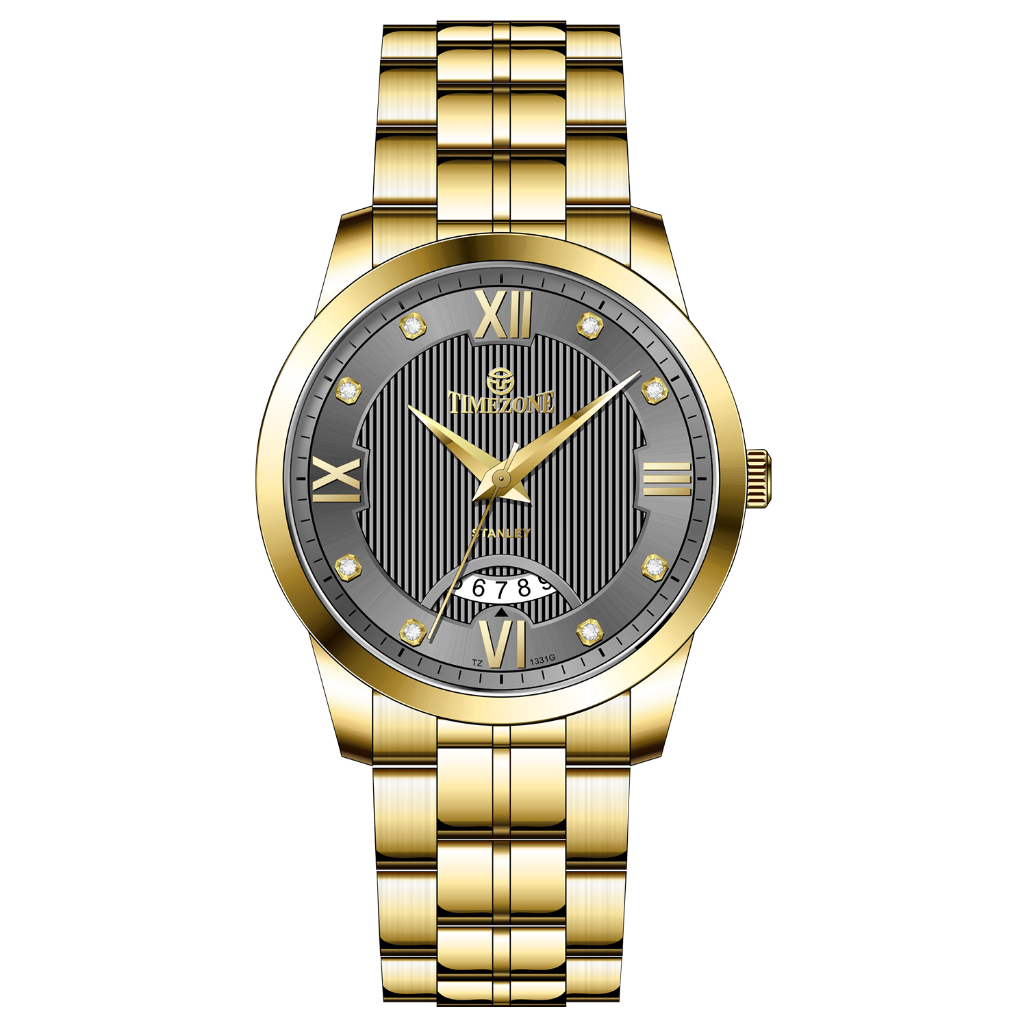 A stainless steel Timezone watch with a gold-tone band. Discover timezone watches: elegant branded wrist watches for men in pakistan.