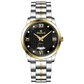 A stainless steel TimeZones watch with a silver dial, gold hands, and a stainless steel band. Discover timezone watches: elegant branded wrist watches for men in pakistan.
