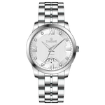 A silver stainless steel timezone watch with a round dial, stainless steel band, and a date display. Discover timezone watches: elegant branded wrist watches for men in pakistan.