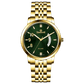 A Timezone branded watch with a stainless steel band and a gold-tone case featuring a white dial with black hands and markers. Discover timezone watches: elegant branded wrist watches for men in pakistan.