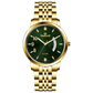 A Timezone branded watch with a stainless steel band and a gold-tone case featuring a white dial with black hands and markers. Discover timezone watches: elegant branded wrist watches for men in pakistan.
