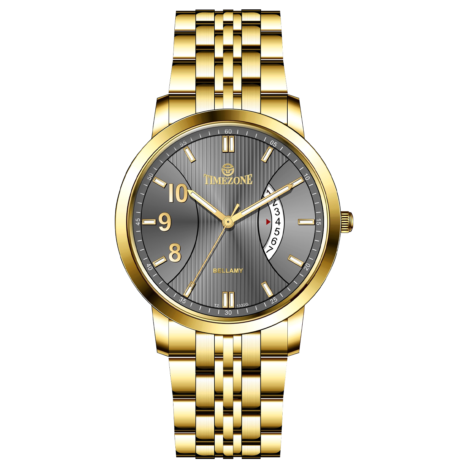 A Timezone brand watch with a stainless steel band and a gold-tone case. Discover timezone watches: elegant branded wrist watches for men in pakistan.