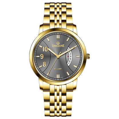 A Timezone brand watch with a stainless steel band and a gold-tone case. Discover timezone watches: elegant branded wrist watches for men in pakistan.