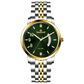 A Timezone watch with a stainless steel band and a silver dial featuring gold accents and markers. Discover timezone watches: elegant branded wrist watches for men in pakistan.