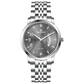 A silver TIMEZONE watch with a stainless steel band and pearl dial surrounded by a silver case and a silver chain. Discover timezone watches: elegant branded wrist watches for men in pakistan.
