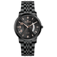 A TIMEZONE watch with a stainless steel band and a black dial featuring white hour markers and a date display. Discover timezone watches: elegant branded wrist watches for men in pakistan.