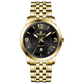 A silver-toned Timezonewatch with a gold stainless steel band and casing, featuring a analog display and a date function. Discover timezone watches: elegant branded wrist watches for men in pakistan