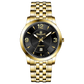 A silver-toned Timezonewatch with a gold stainless steel band and casing, featuring a analog display and a date function. Discover timezone watches: elegant branded wrist watches for men in pakistan