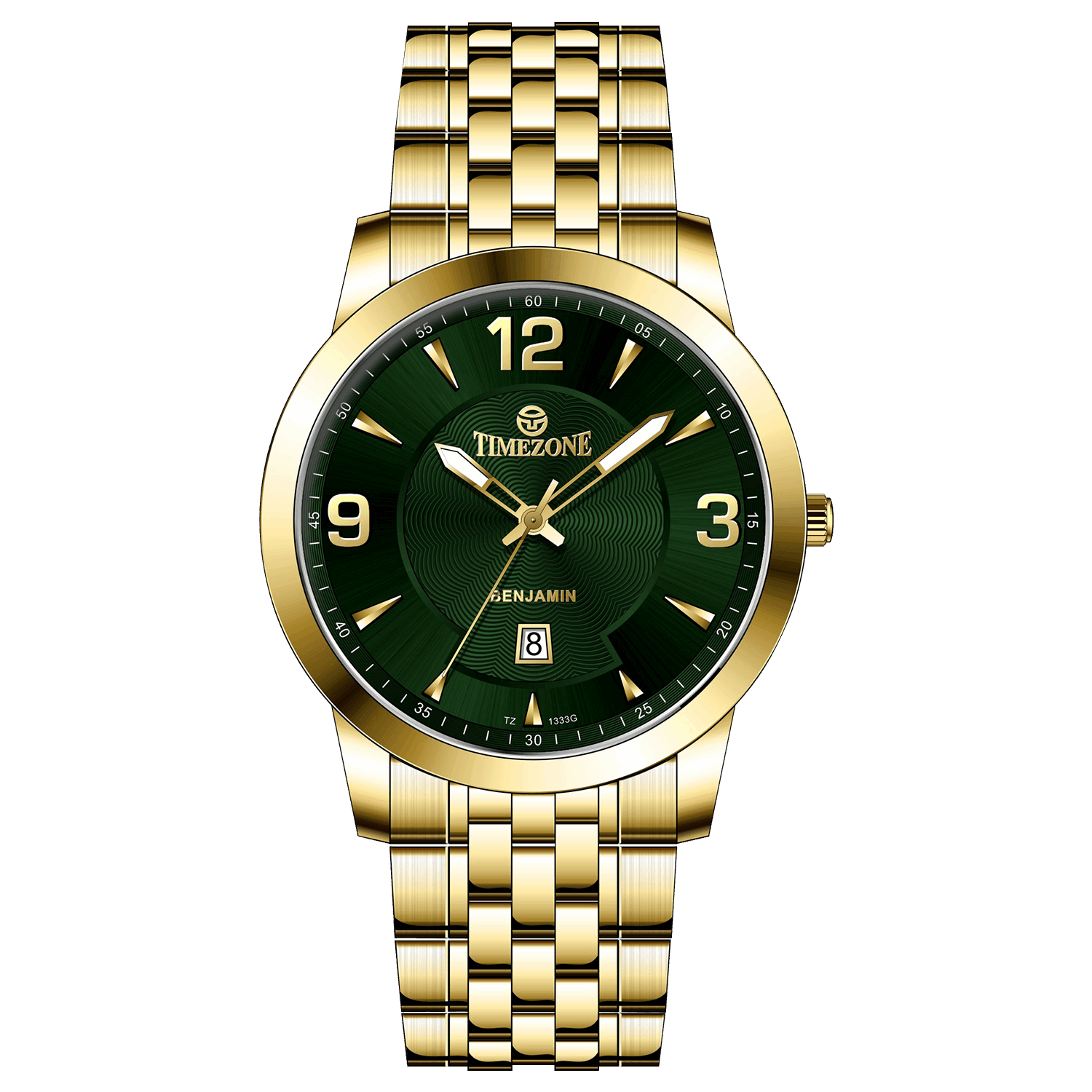 A silver-toned Timezone watch with a gold stainless steel band and casing, featuring a analog-digital display and a date function. Discover timezone watches: elegant branded wrist watches for men in pakistan