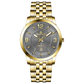 A silver-toned Timezone watch with a gold stainless steel band and casing, featuring a analog display and a date function. Discover timezone watches: elegant branded wrist watches for men in pakistan