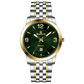 A silver stainless steel Timezone watch with a gold-tone band and dial, featuring a Japanese quartz movement and a date display. Timezone Watches – Premium Branded Wrist Watches for Men in Pakistan