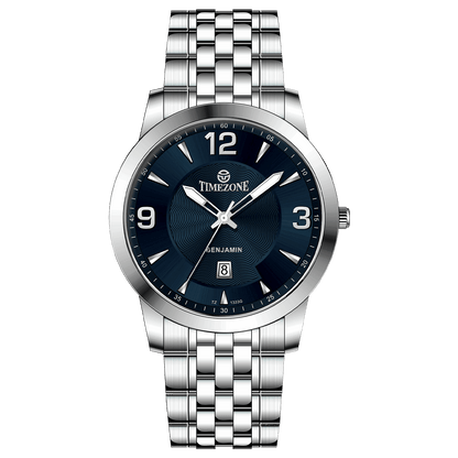 A silver stainless steel Infinity Stratos watch with a stainless steel band and a hardened crystal mineral glass dial.