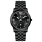 A black TIMEZONE watch with a stainless steel band and a analog display showing the time.