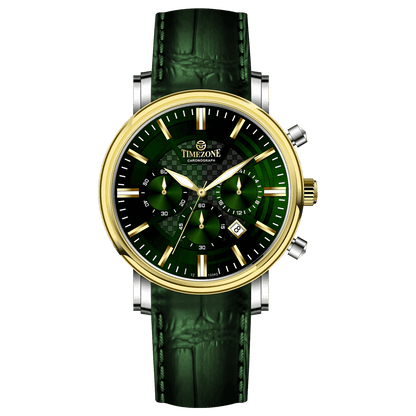 Branded wrist watch for men in pakistan. A stylish men's watch with a gold case, silver dial, and a leather strap.