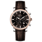 Branded wrist watch for men in pakistan. A stylish Vaur Epoch watch with a silver dial, rose gold case, and a brown leather strap.