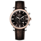 Branded wrist watch for men in pakistan. A stylish Vaur Epoch watch with a silver dial, rose gold case, and a brown leather strap.