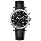 Branded wrist watch for men in pakistan. A silver-colored round analog watch with a leather strap and a chronograph function, displayed against a plain background.
