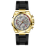A gold-toned stainless steel watch with a black band and a chronograph dial featuring multiple sub-dials and a date display. Discover timezone watches: elegant branded wrist watches for men in pakistan