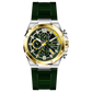 A silver and gold stainless steel watch with a black band and a analog display. Discover timezone watches: elegant branded wrist watches for men in pakistan