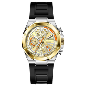 A silver and gold stainless steel watch with a black band and a analog display. Discover timezone watches: elegant branded wrist watches for men in pakistan
