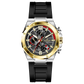 A silver and gold stainless steel watch with a black band and a analog display. Discover timezone watches: elegant branded wrist watches for men in pakistan