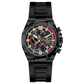 Discover timezone watches: elegant branded wrist watches for men in pakistan. A black silicone banded watch with a stainless steel case and a analog display.