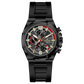 Discover timezone watches: elegant branded wrist watches for men in pakistan. A black silicone banded watch with a stainless steel case and a analog display.