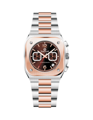Two-tone watch with rose gold and silver band on a white background - branded wrist watch for men in pakistan