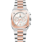 Two-tone watch with silver and rose gold band on a white background - branded wrist watch for men in pakistan