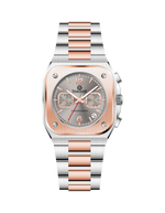 Two-tone watch with silver and rose gold band on a white background - branded wrist watch for men in pakistan