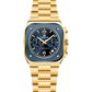 Gold wristwatch with a blue face on a white background. Branded wrist watch for men in pakistan