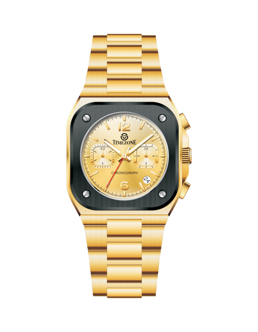 Gold wristwatch with a visible brand logo on a white background - branded wrist watch for men in pakistan