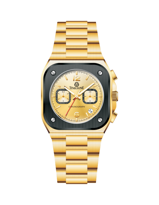 Gold wristwatch with a visible brand logo on a white background - branded wrist watch for men in pakistan