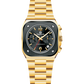 Gold wristwatch with black dial on a white background - branded wrist watch for men in pakistan
