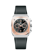 Timezone watch with black strap and rose gold case on a white. background. Branded wrist watch for men in pakistan.