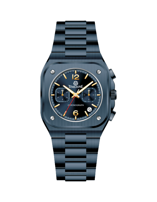 Blue watch with a detailed face on a white background - branded wrist watch for men in pakistan