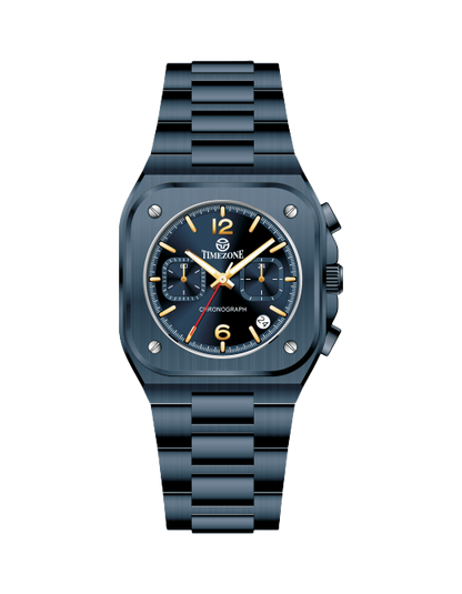 Blue watch with a detailed face on a white background - branded wrist watch for men in pakistan