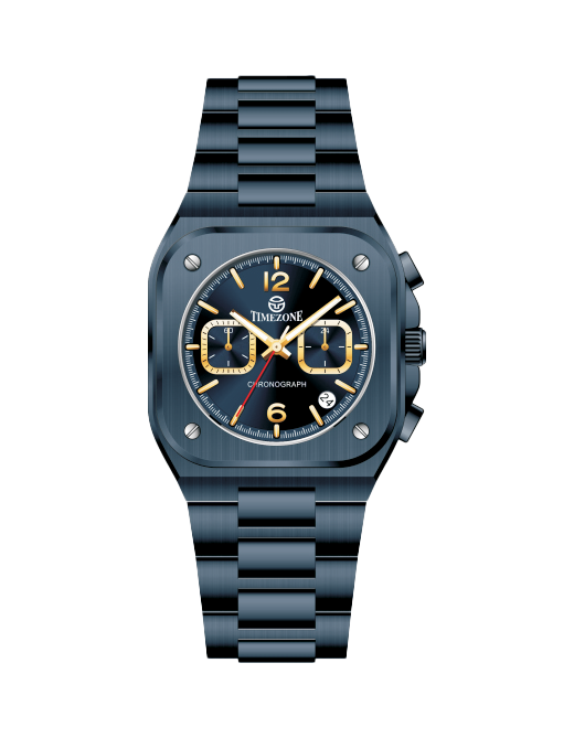 Blue watch with a detailed face on a white background - branded wrist watch for men in pakistan